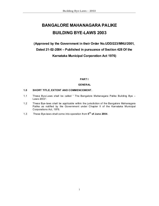 bbmp building bye laws 2003